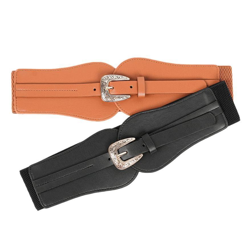 Faux Leather Elastic Cincher Belt Product Image