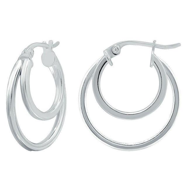 Aleure Precioso Sterling Silver Double Round Hoop Earrings, Womens Product Image