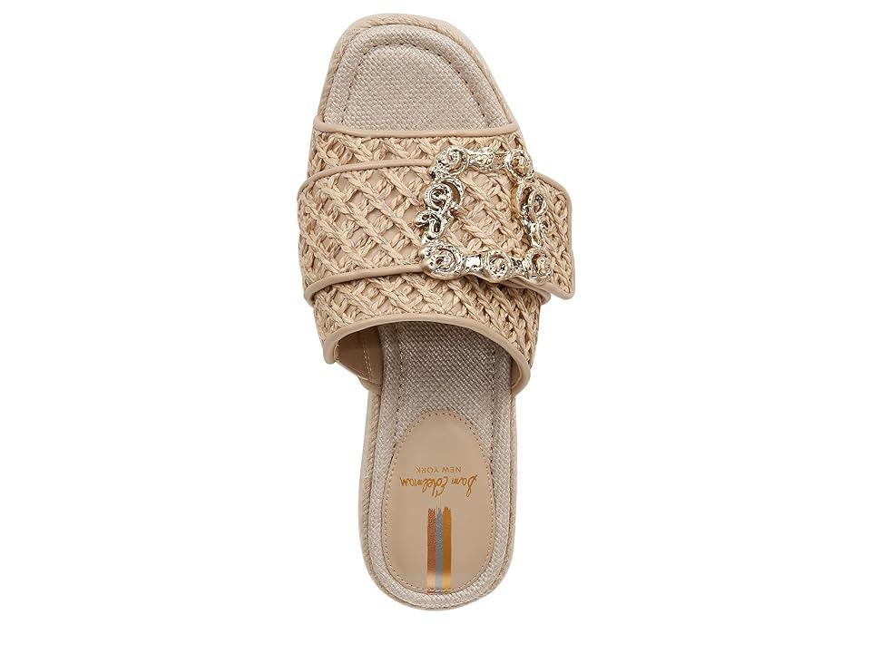 Sam Edelman Celia Raffia Embellished Buckle Detail Platform Wedge Espadrille Slide Sandals Product Image