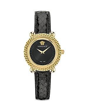 Versace Womens Swiss Greca Twist Black Leather Strap Watch 35mm Product Image