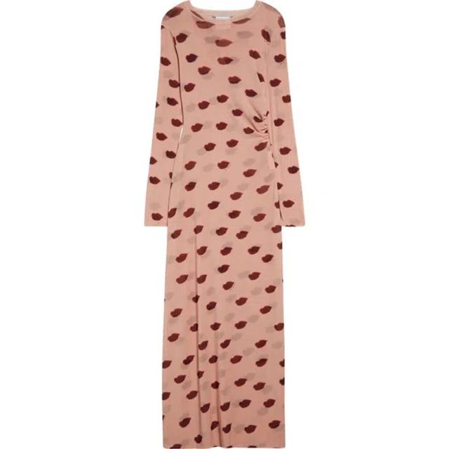 Printed Mesh Maxi Dress In Dusty Pink And Red Product Image