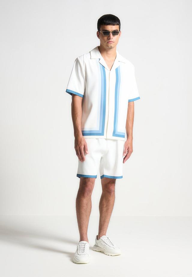 Contrast Border Shorts - White/Blue Male Product Image