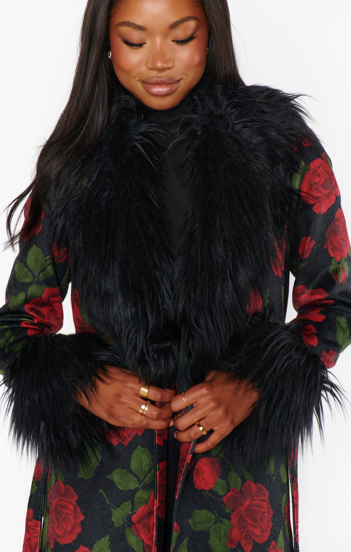 Elaine Coat ~ Send Me Roses with Faux Fur Product Image