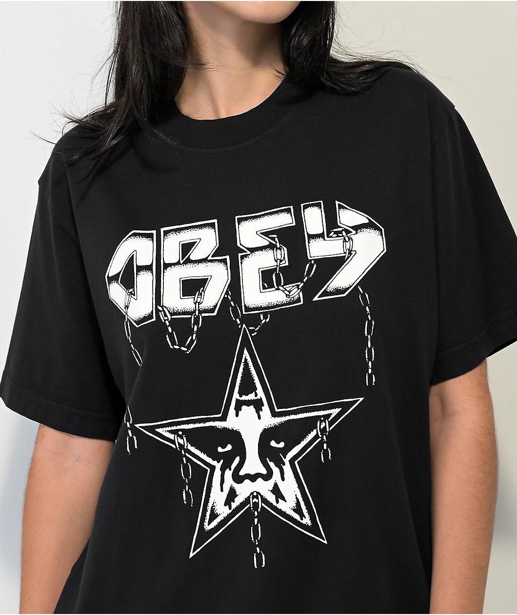 Obey In Chains Black Wash T-Shirt Product Image