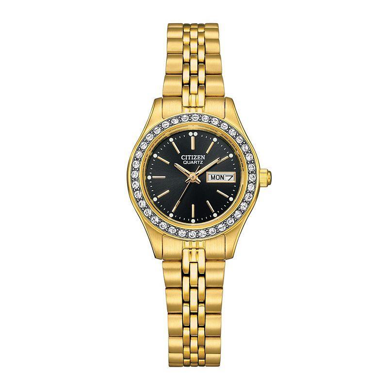 Citizen Womens Crystal Accent Goldtone Stainless Steel Watch - EQ0532-55E Product Image