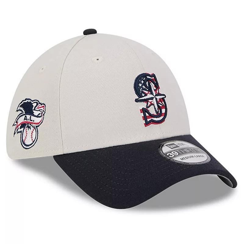 Mens New Era Khaki/Black Seattle Mariners 2024 Fourth of July 39THIRTY Flex Hat Product Image