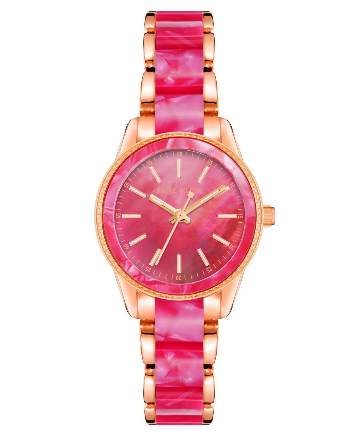 Anne Klein Womens Quartz Rose Gold-Tone Alloy and Hot Pink Acetate Watch Product Image