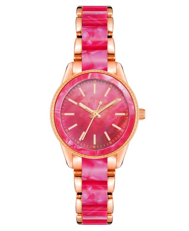 Anne Klein Womens Quartz Rose Gold-Tone Alloy and Hot Pink Acetate Watch Product Image