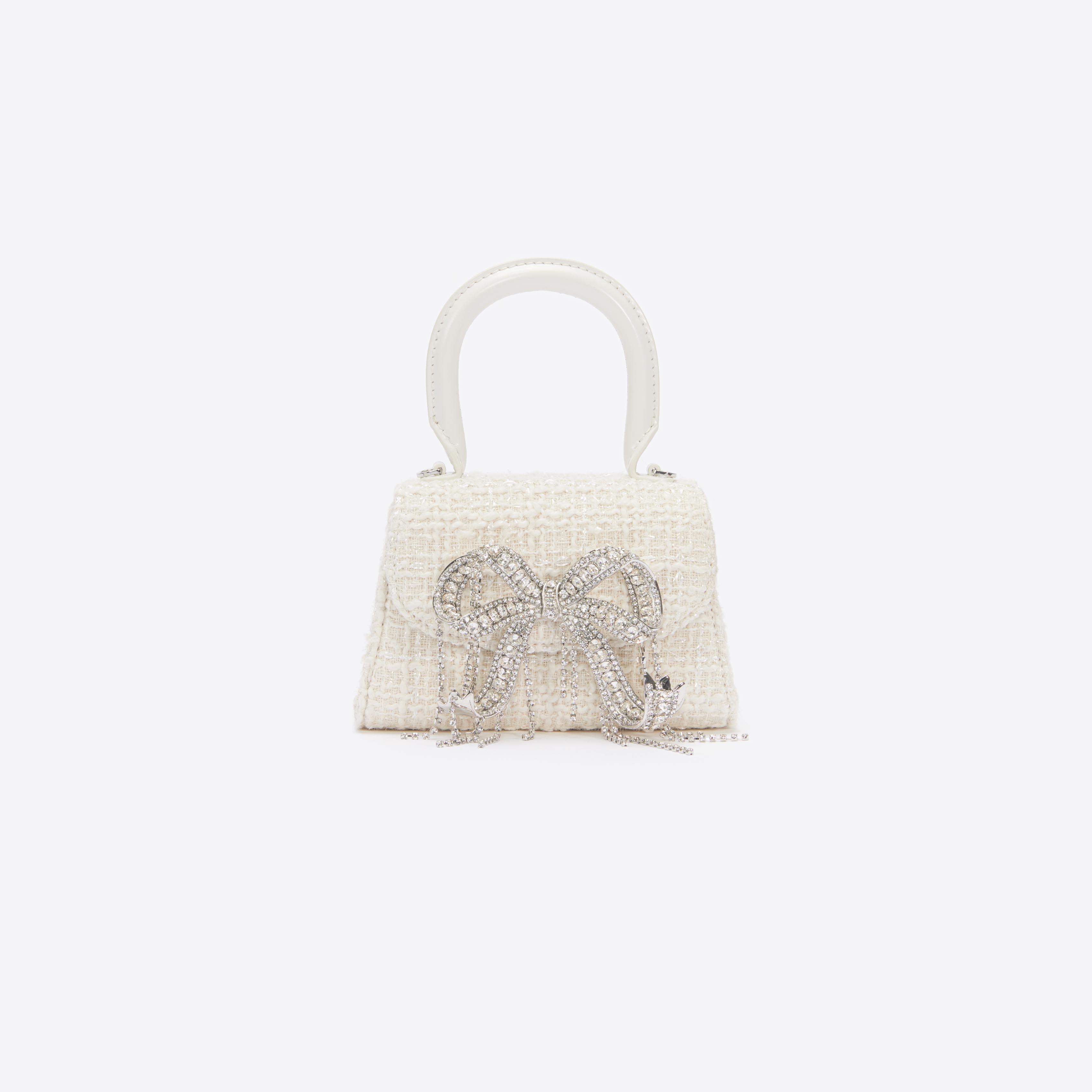 Cream Boucle Micro Bow Bag Product Image