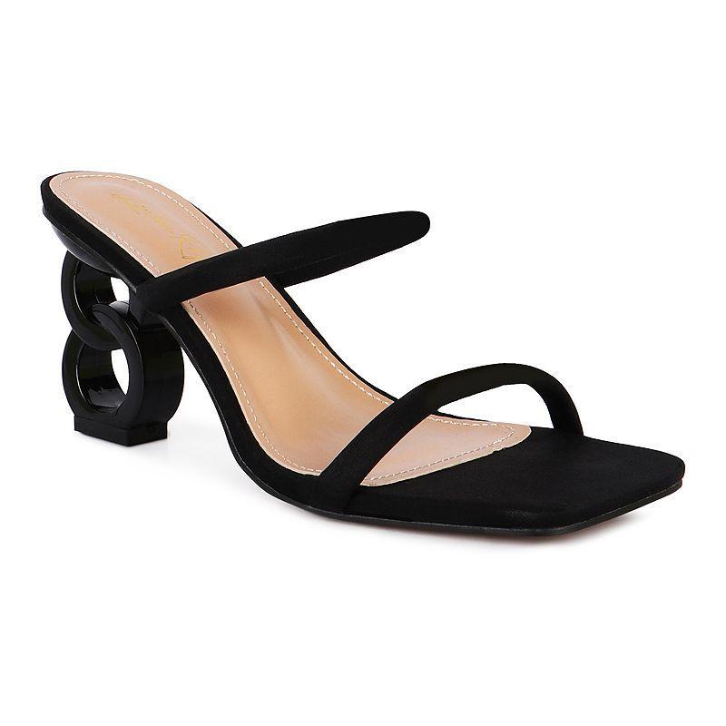 London Rag Downtown Womens Stacked Circle Heel Slides Product Image