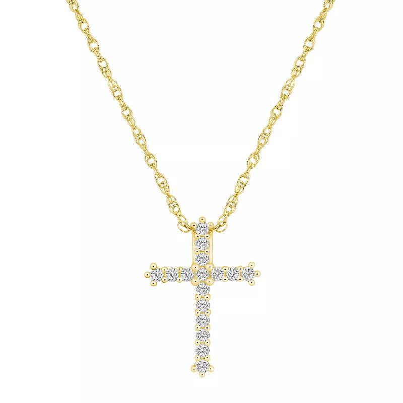 Alyson Layne 10k Yellow Gold 1/4 Carat T.W. Diamond Cross Pendant Necklace, Womens 10k Gold Product Image