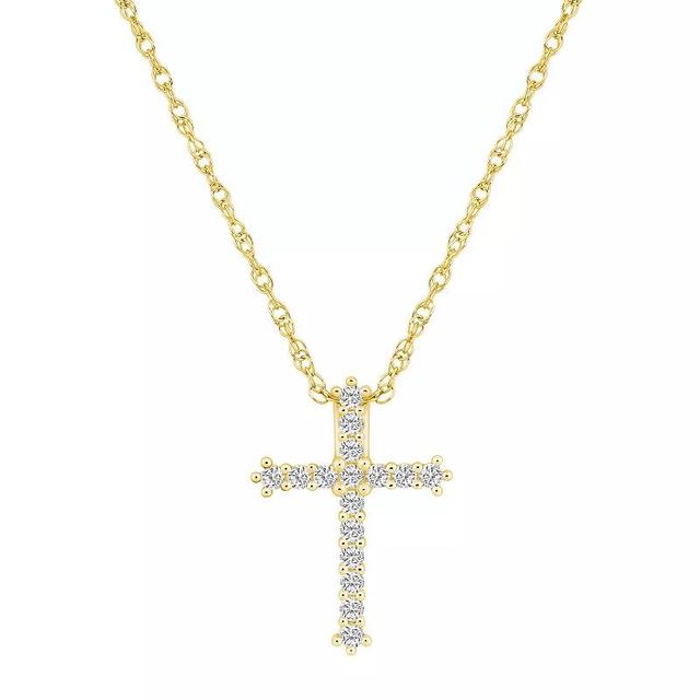 Alyson Layne 10k Yellow Gold 1/4 Carat T.W. Diamond Cross Pendant Necklace, Womens 10k Gold Product Image