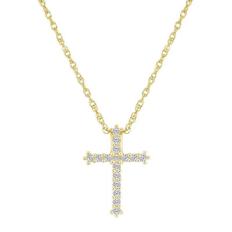 Alyson Layne 10k Yellow Gold 1/4 Carat T.W. Diamond Cross Pendant Necklace, Womens Product Image