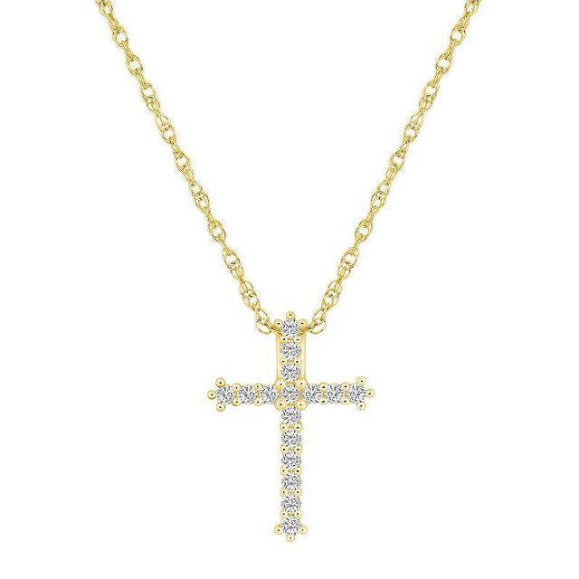 Alyson Layne 10k Yellow Gold 1/4 Carat T.W. Diamond Cross Pendant Necklace, Womens 10k Gold Product Image