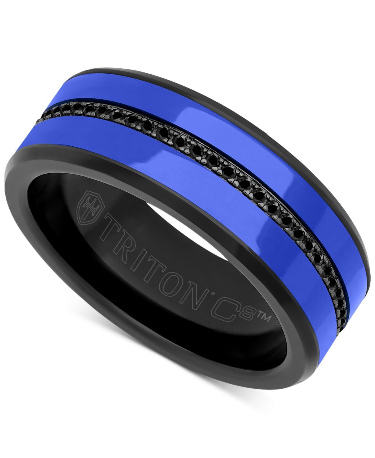 Triton Mens Black Sapphire & Ceramic Wedding Band (1/4 ct. t.w.) in Tungsten Carbide Product Image