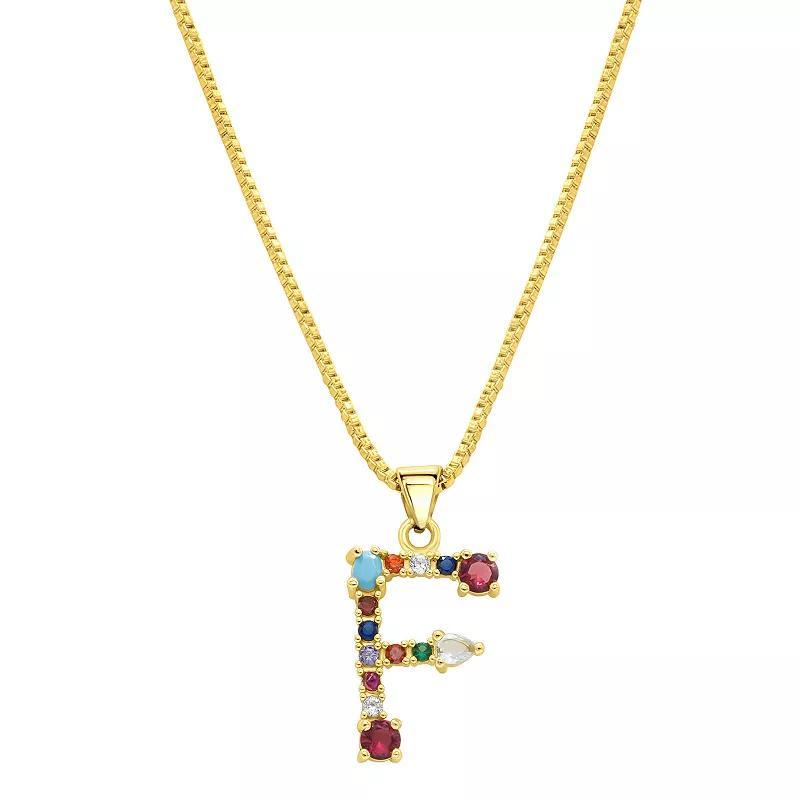 Adornia Gold Tone Multi Color Cubic Zirconia Initial Necklace, Womens H Product Image