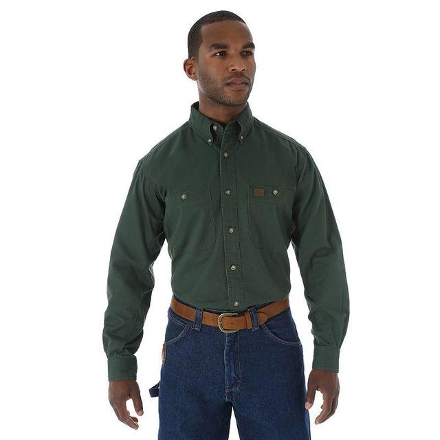 Mens Wrangler RIGGS Workwear Twill Button-Down Shirt Green Product Image