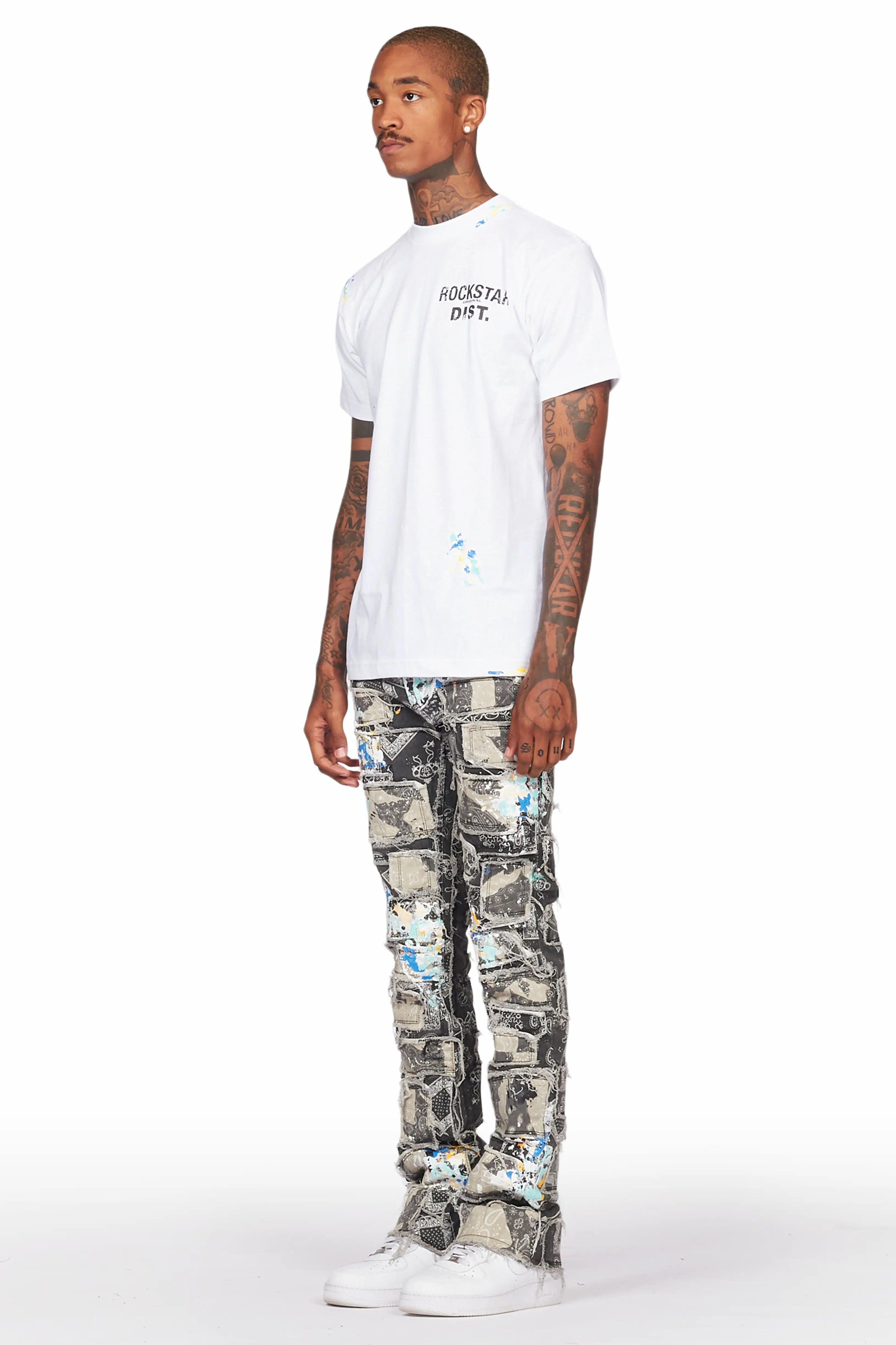 Kavi White/Black T-Shirt/Stacked Flare Jean Set Male Product Image