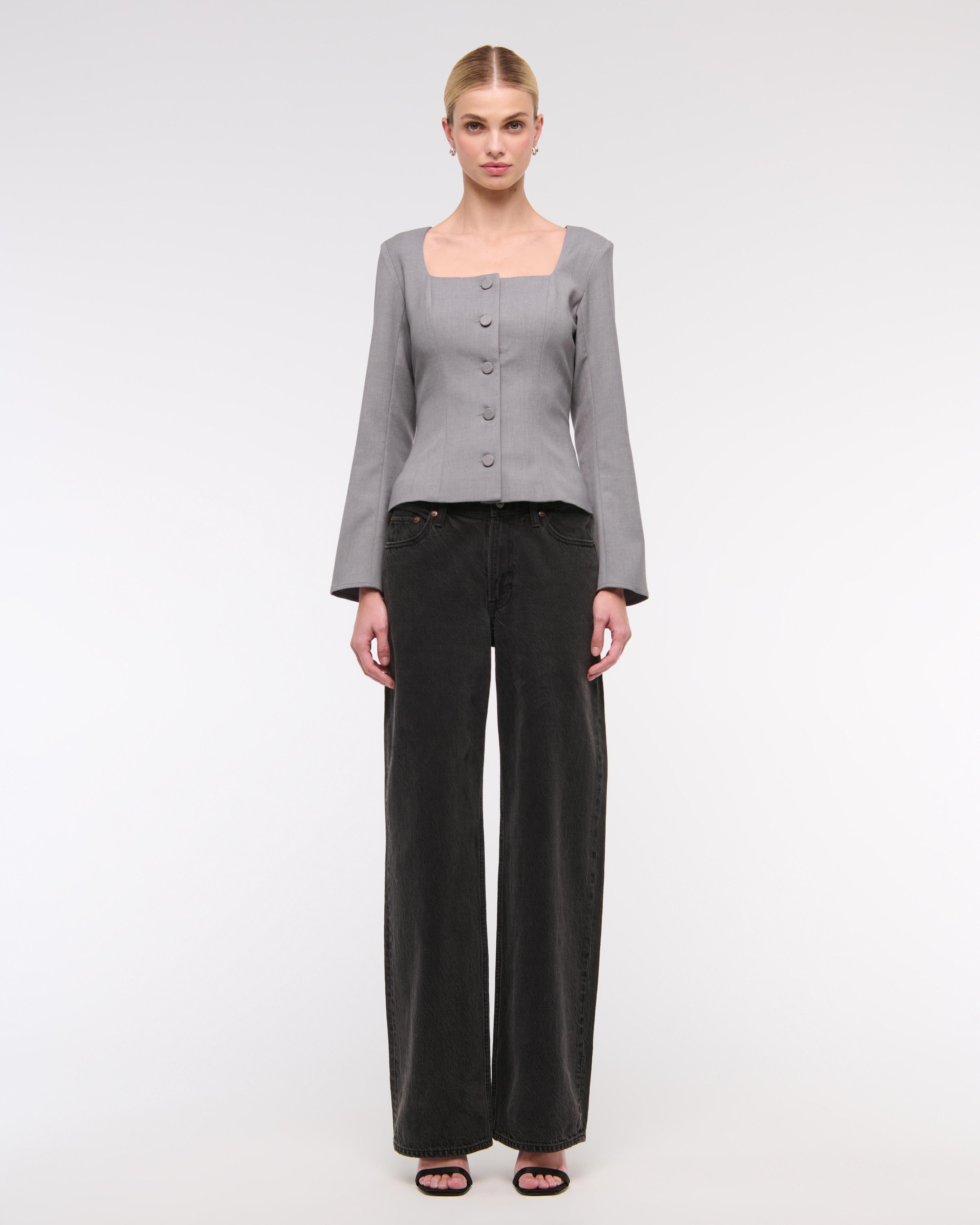 Long-Sleeve Squareneck Tailored Vest Product Image