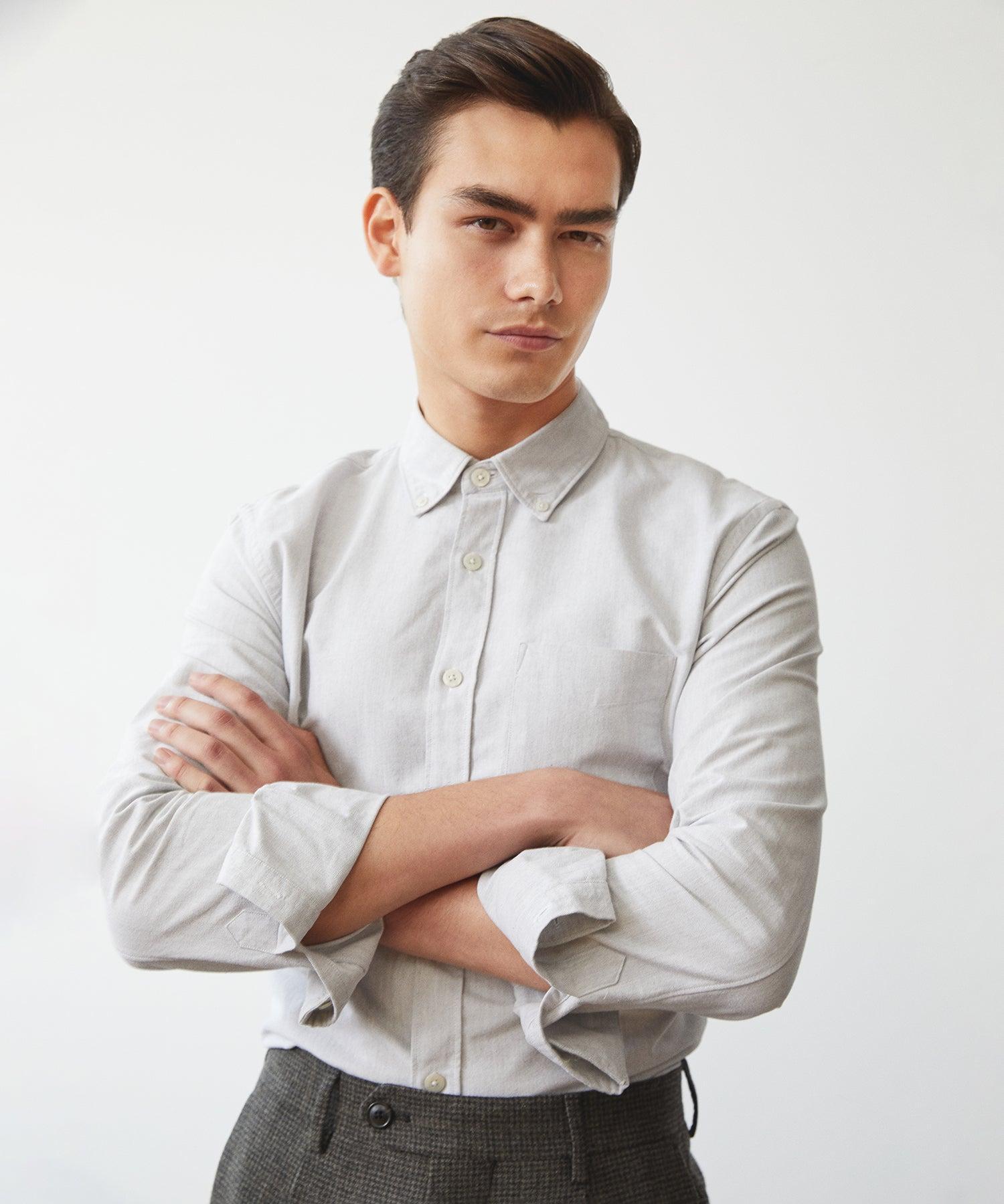 Japanese Selvedge Oxford Button Down Shirt in Grey Product Image