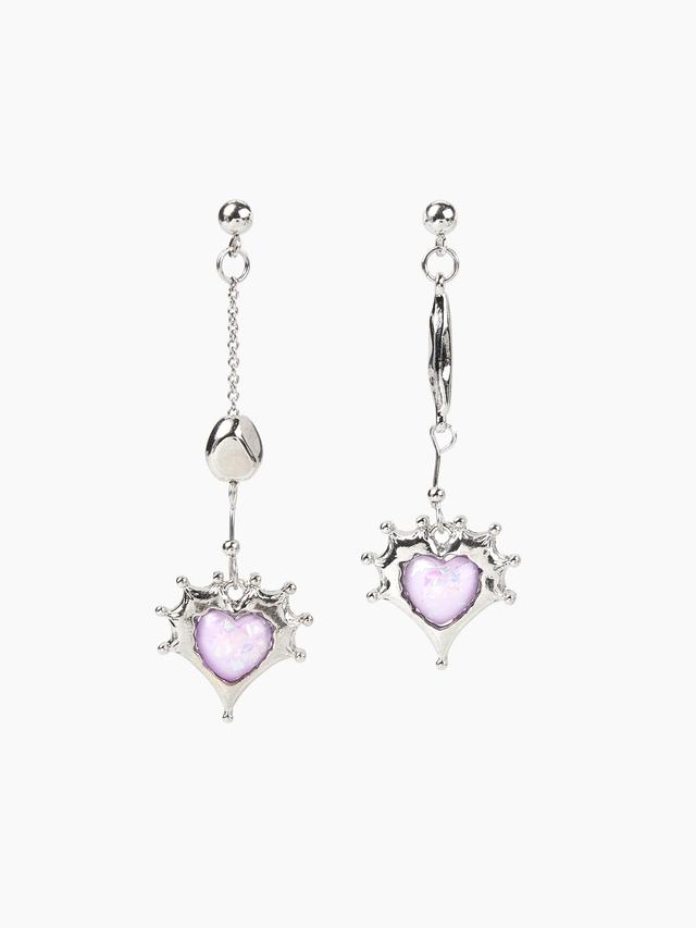 RHINESTONE DECOR HEART DROP EARRINGS Product Image