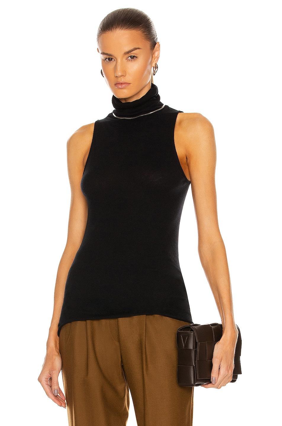 Enza Costa Cashmere Halter Turtleneck in Taupe. - size L (also in XL, XS) Product Image