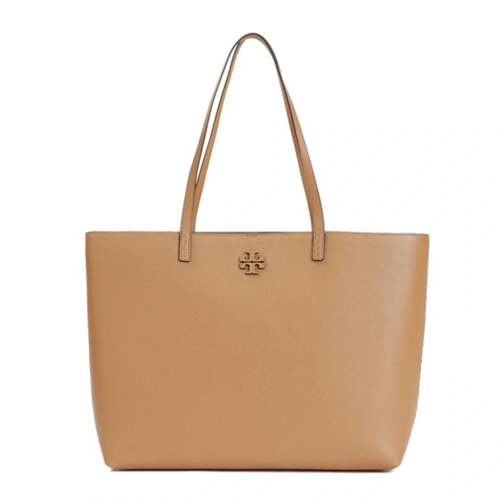 TORY BURCH Mcgraw Logo Plaque Tote Bag In Beige Product Image