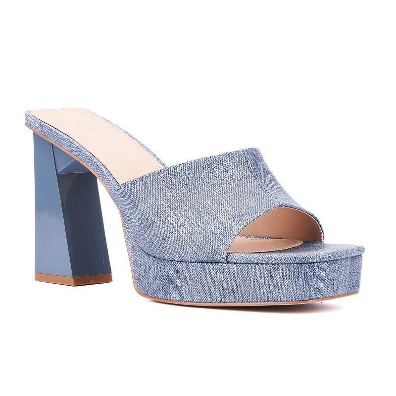 Fashion to Figure Teresa Womens Wide Width Platform Dress Sandals Blue Product Image