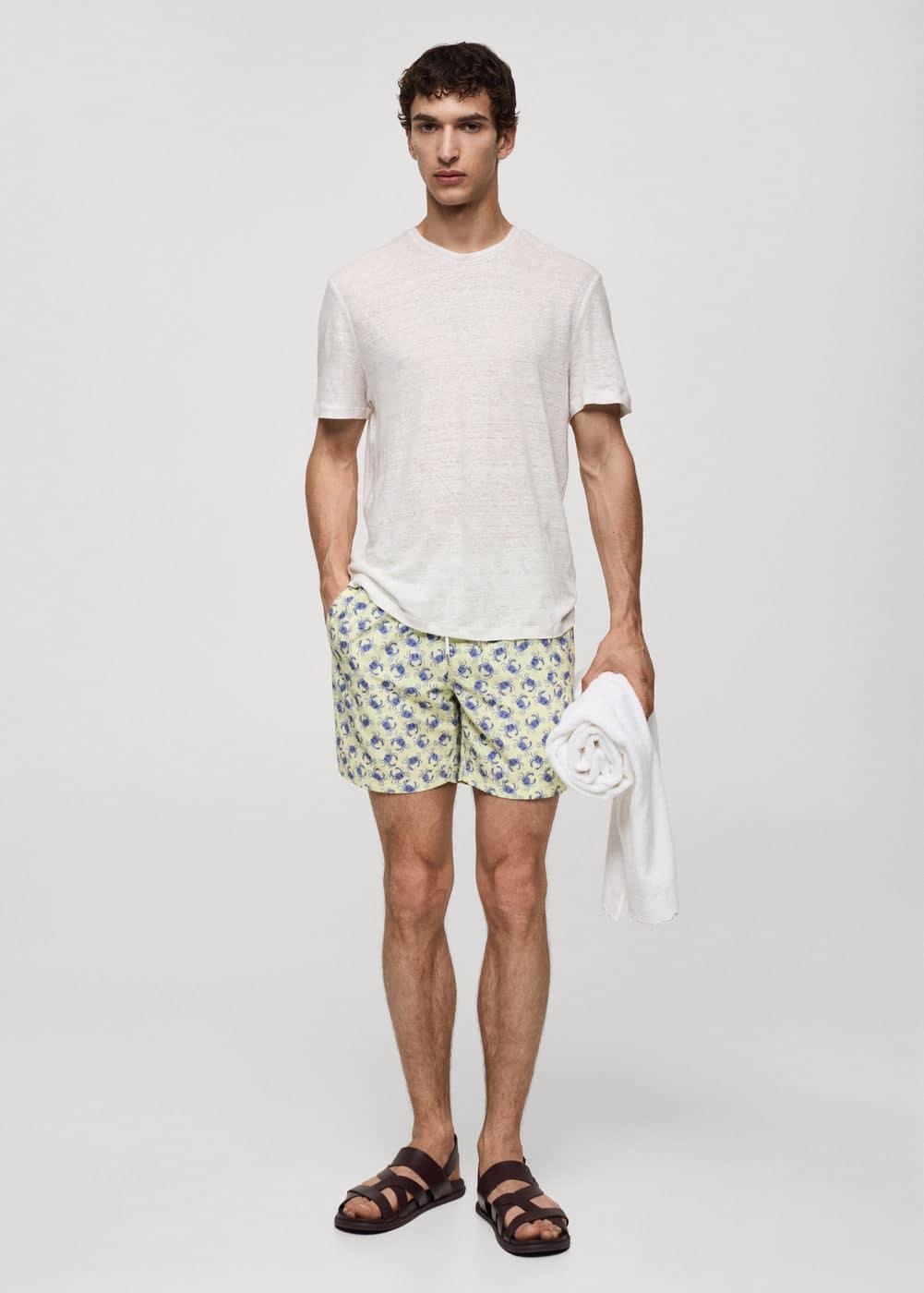 Crab-print swimsuit - Men | MANGO USA Product Image