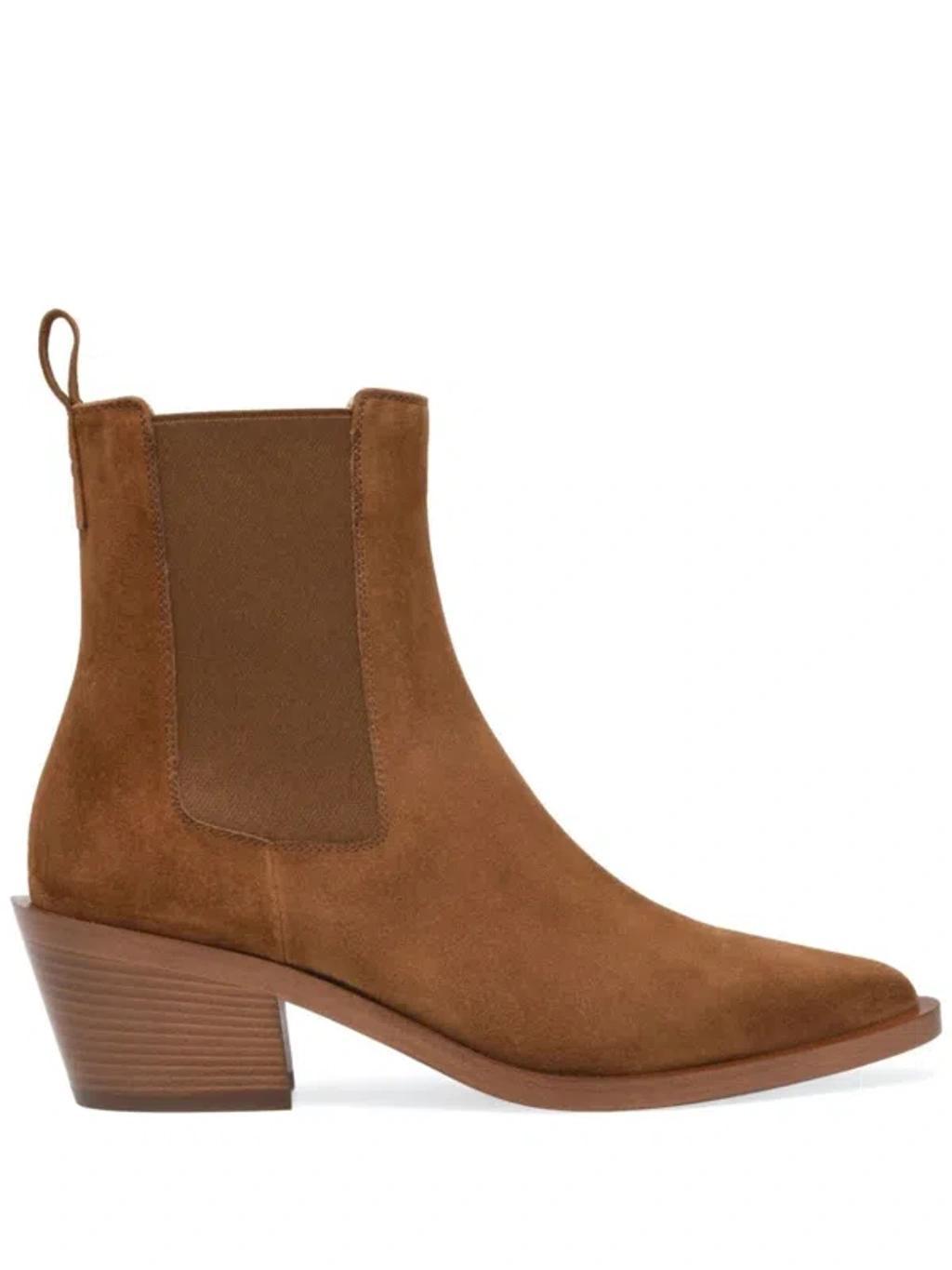 Suede Leather Boots In Brown product image