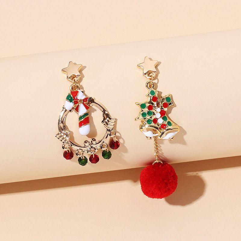 Asymmetrical Christmas Pom Pom Drop Earring Product Image