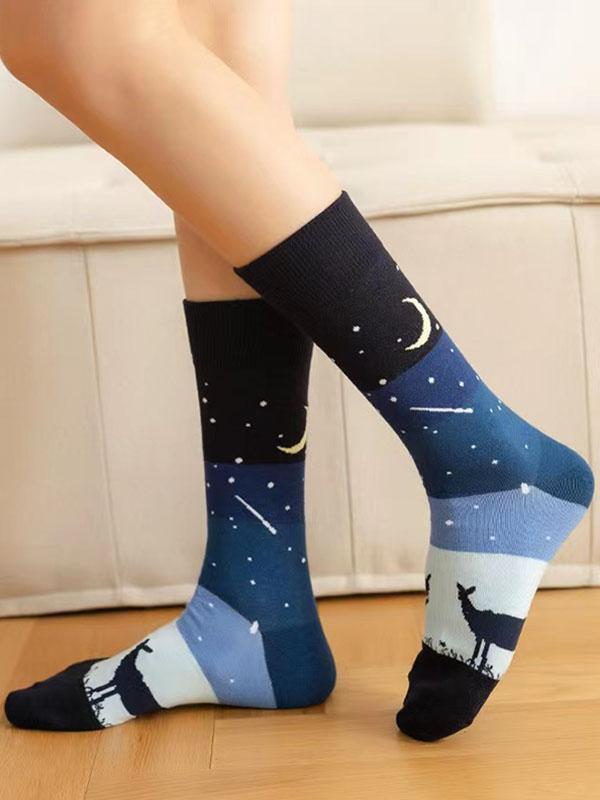 Contrast Color Split-Joint Sweat-Absorbing Socks Accessories Product Image