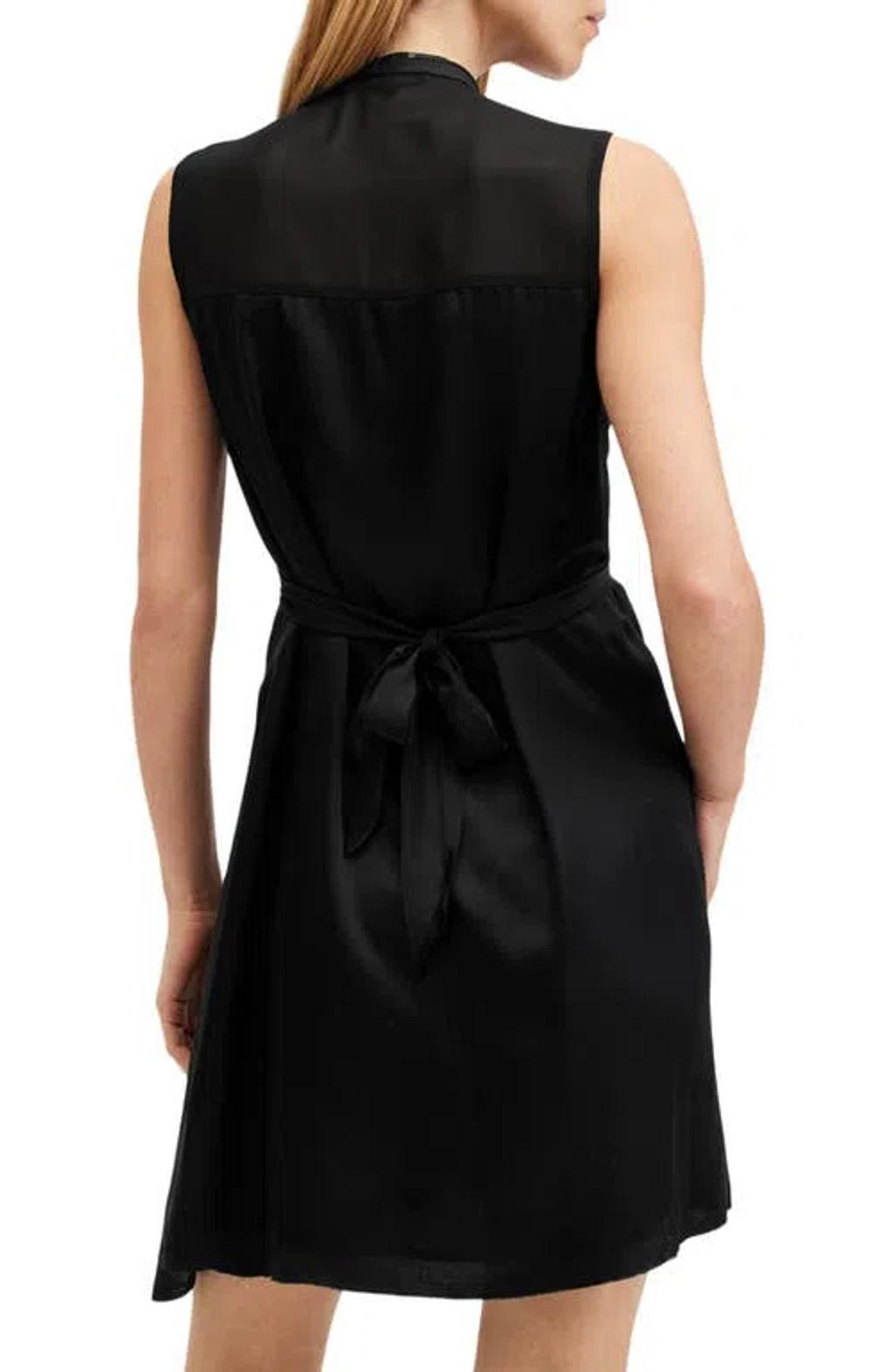 Jayda Wrap Front Asymmetic Shift Dress In Black Product Image