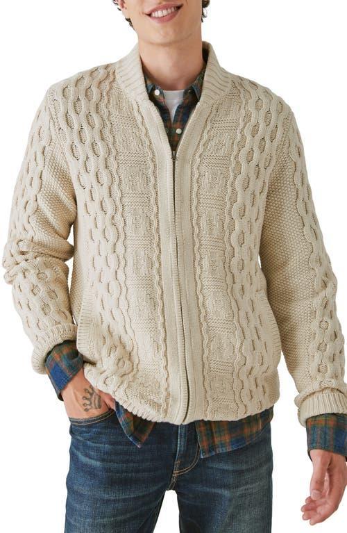 Lucky Brand Cable Stitch Cotton Blend Zip-Up Cardigan Product Image