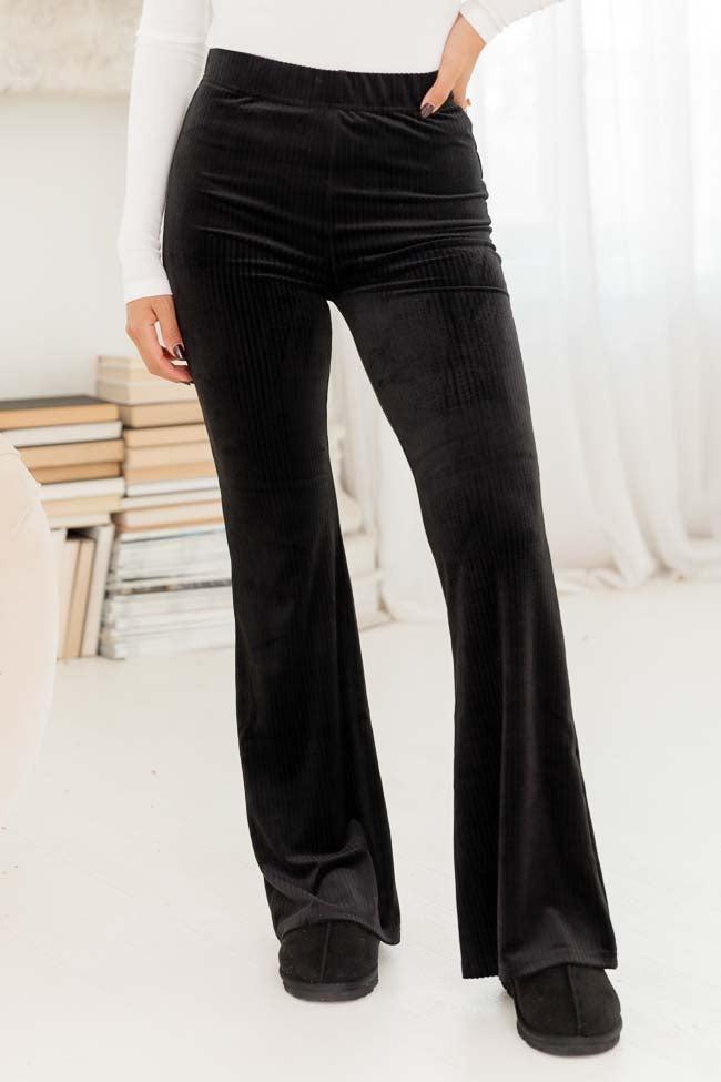 Snuggle Season Ribbed Black Flare Leggings Product Image