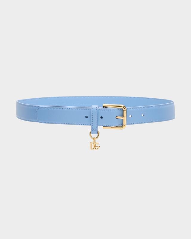 Womens Leather & Logo-Charm Belt Product Image