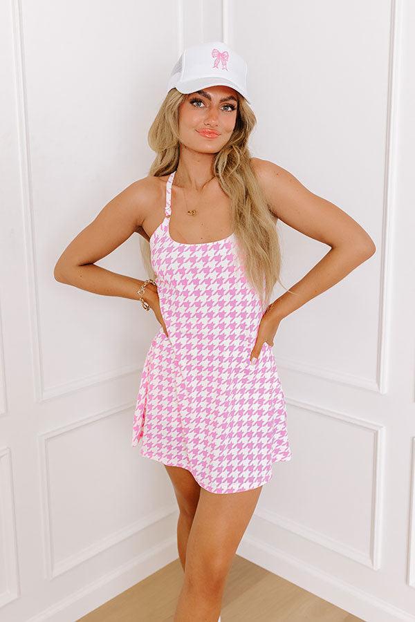 Sporty Spice Houndstooth Athletic Dress in Pink Product Image