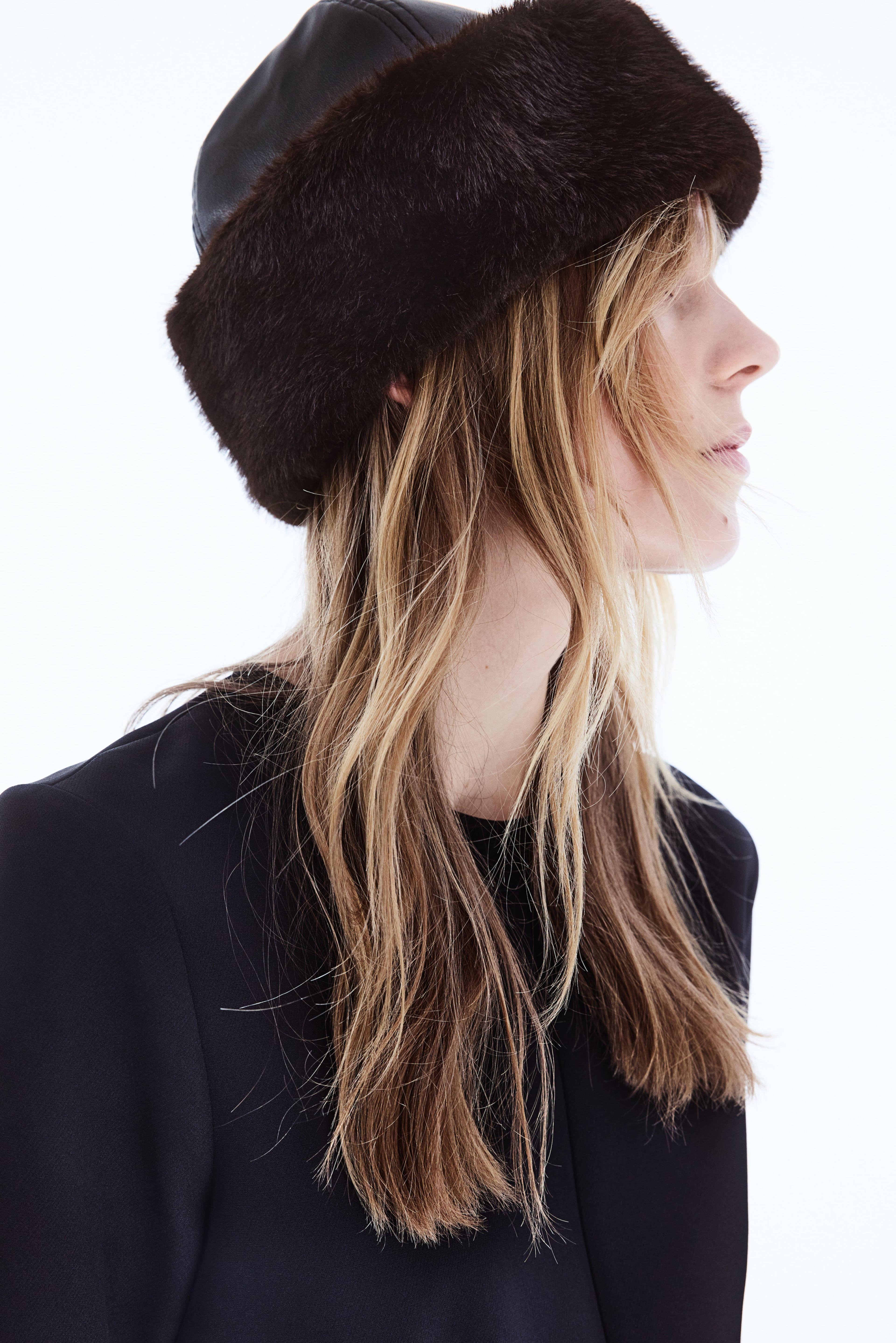 Coated Hat with Fluffy Trim Product Image