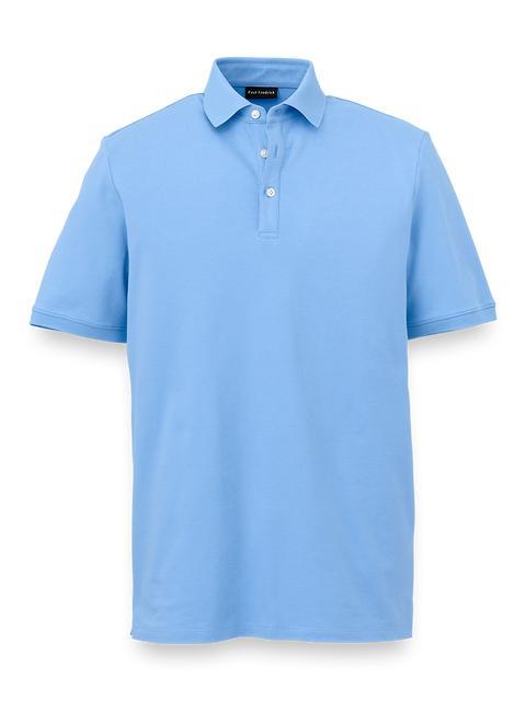 Cotton Blend Three Button Polo - Blue Product Image