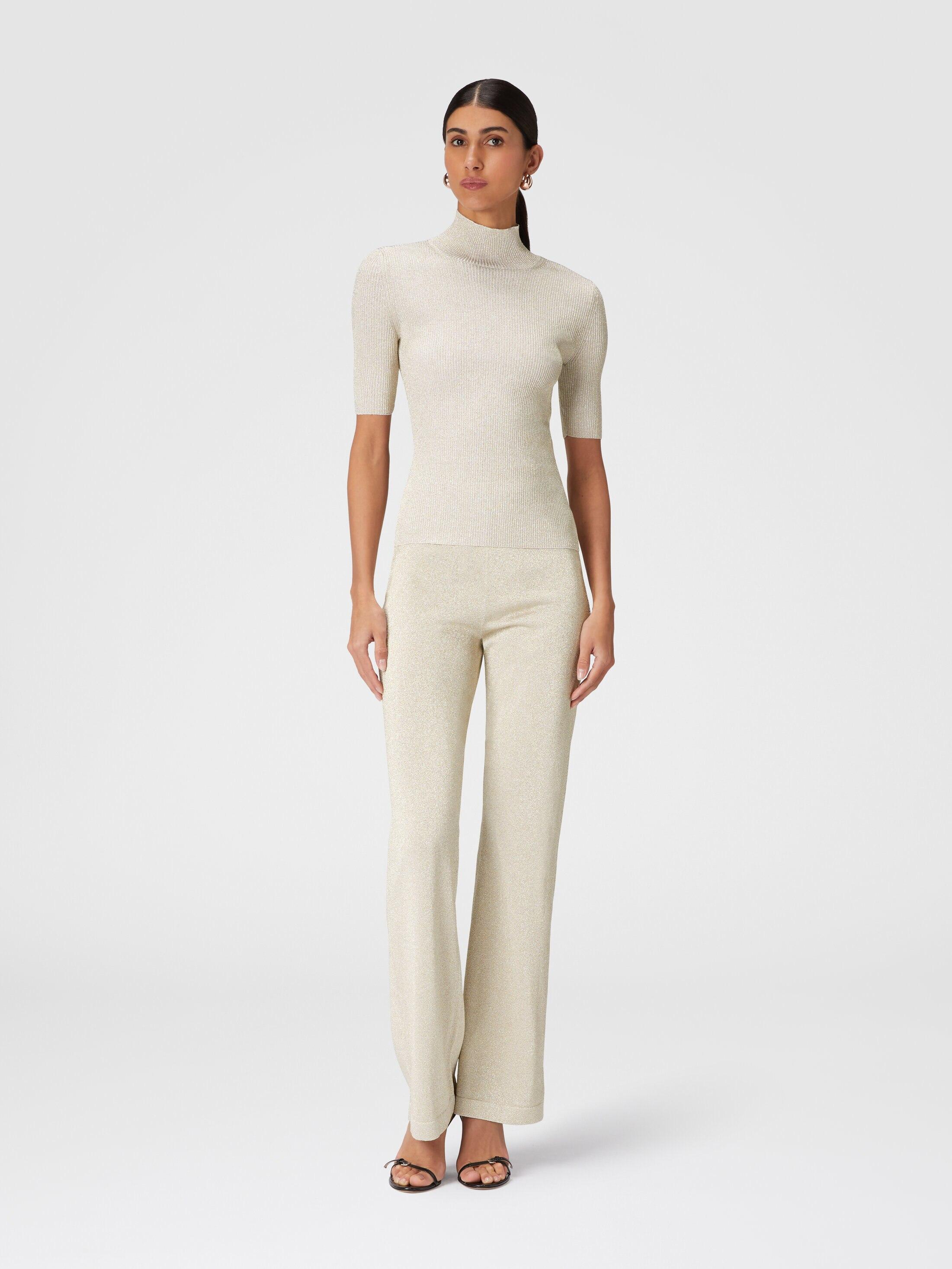 Glitter-effect viscose straight trousers Product Image