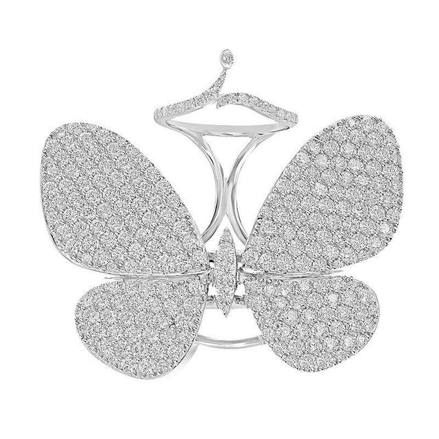 Judy Crowell Sterling Silver Cubic Zirconia Fluttering Butterfly Ring, Womens White Product Image