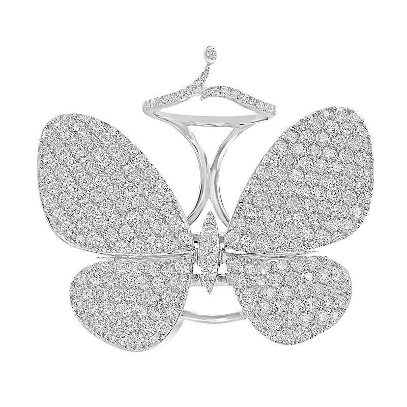 Judy Crowell Sterling Silver Cubic Zirconia Fluttering Butterfly Ring, Womens White Product Image