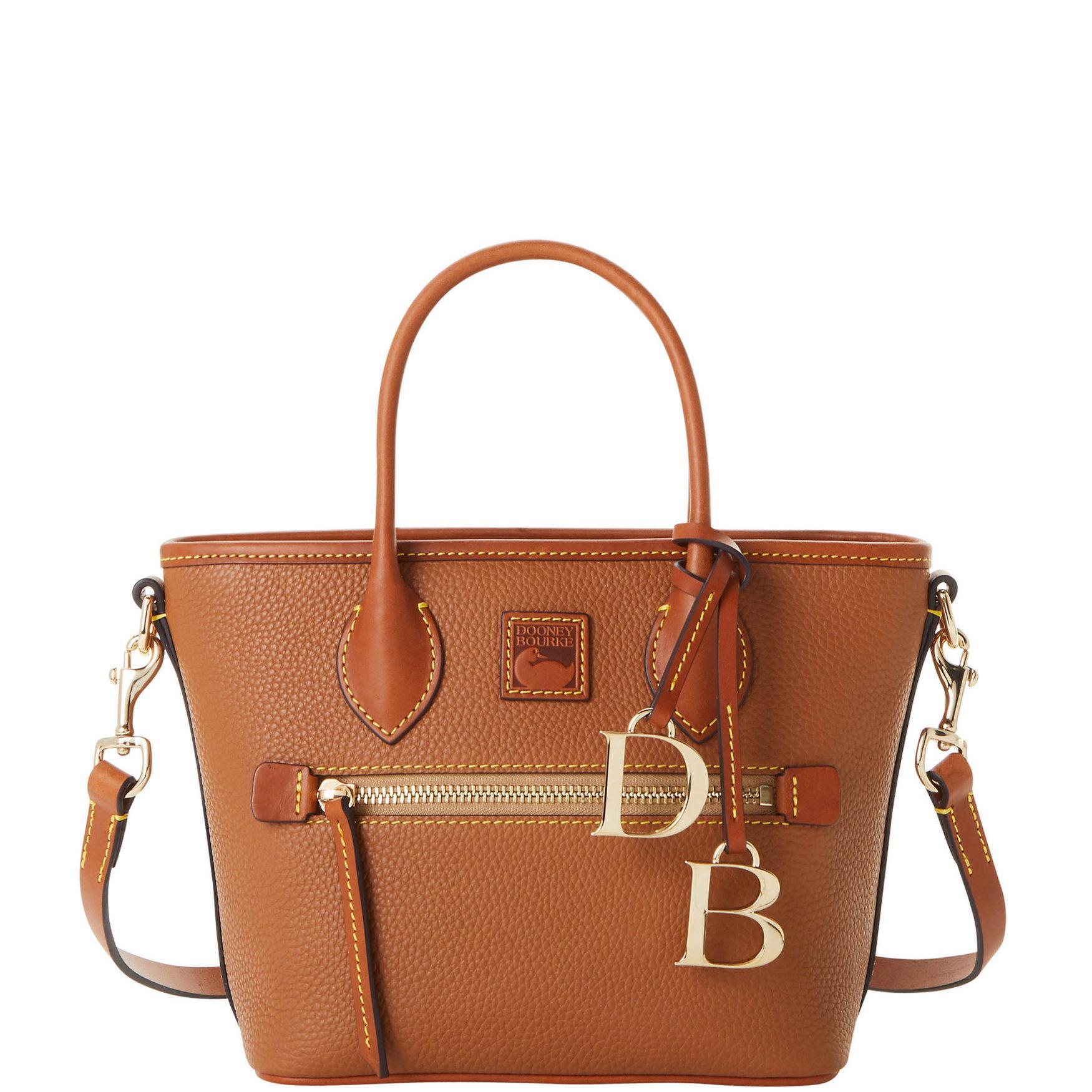 Dooney & Bourke Womens Pebble Grain Small Handle Leather Tote Shopping Bag in Caramel Product Image