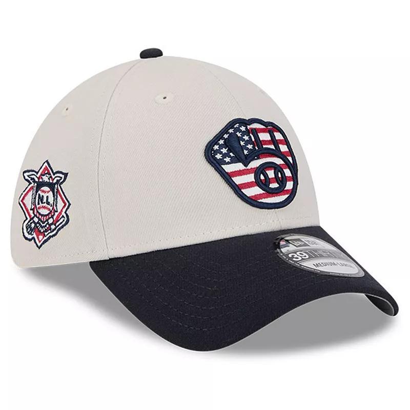 Mens New Era Khaki/Black Milwaukee Brewers 2024 Fourth of July 39THIRTY Flex Hat Product Image