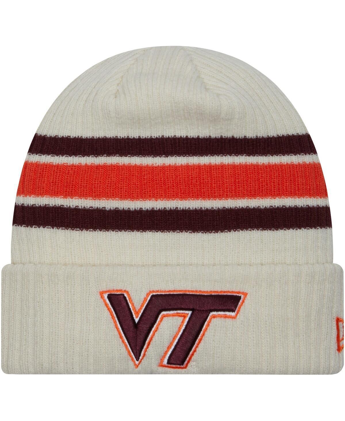 Mens New Era Cream Virginia Tech Hokies Vintage Cuffed Knit Hat Product Image