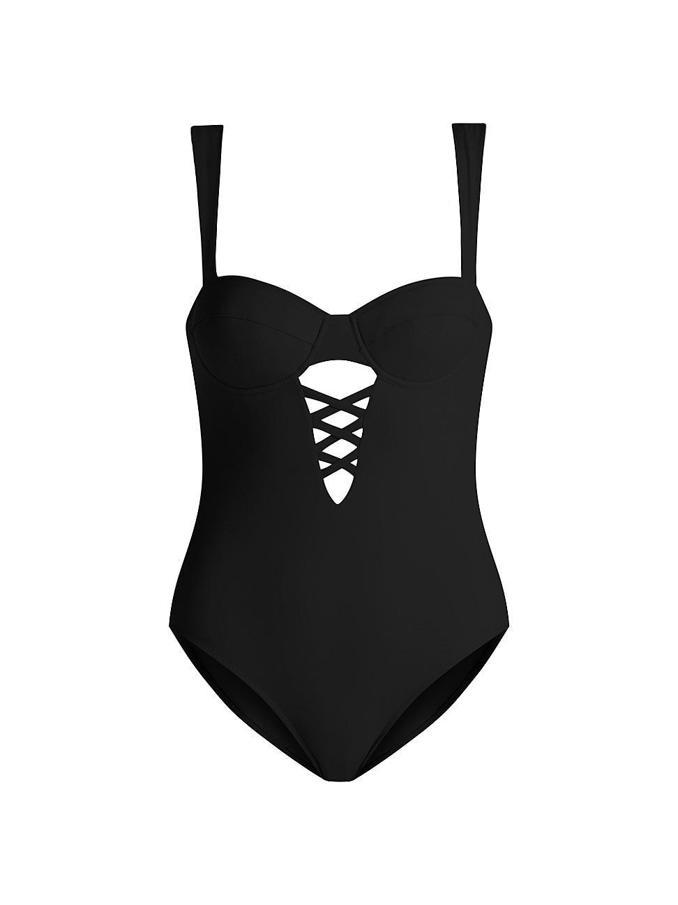 Womens Paris Lace-Up Balconette One-Piece Swimsuit Product Image