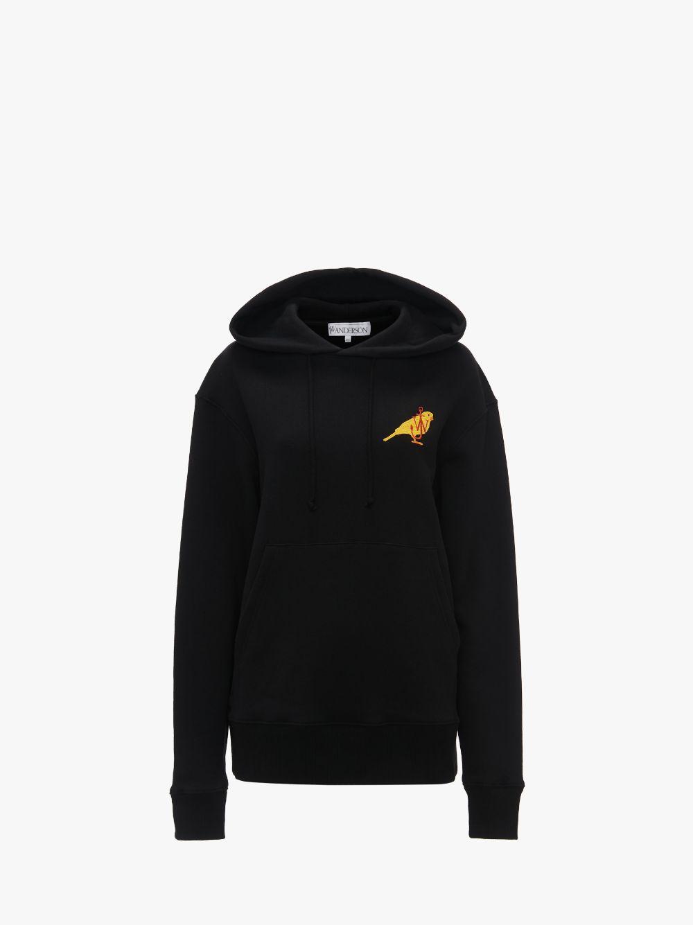 HOODIE WITH CANARY EMBROIDERY in black | JW Anderson US  Product Image