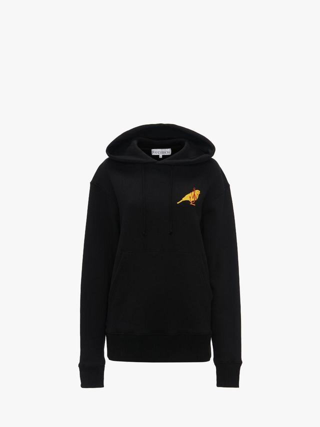 HOODIE WITH CANARY EMBROIDERY in black | JW Anderson US  Product Image