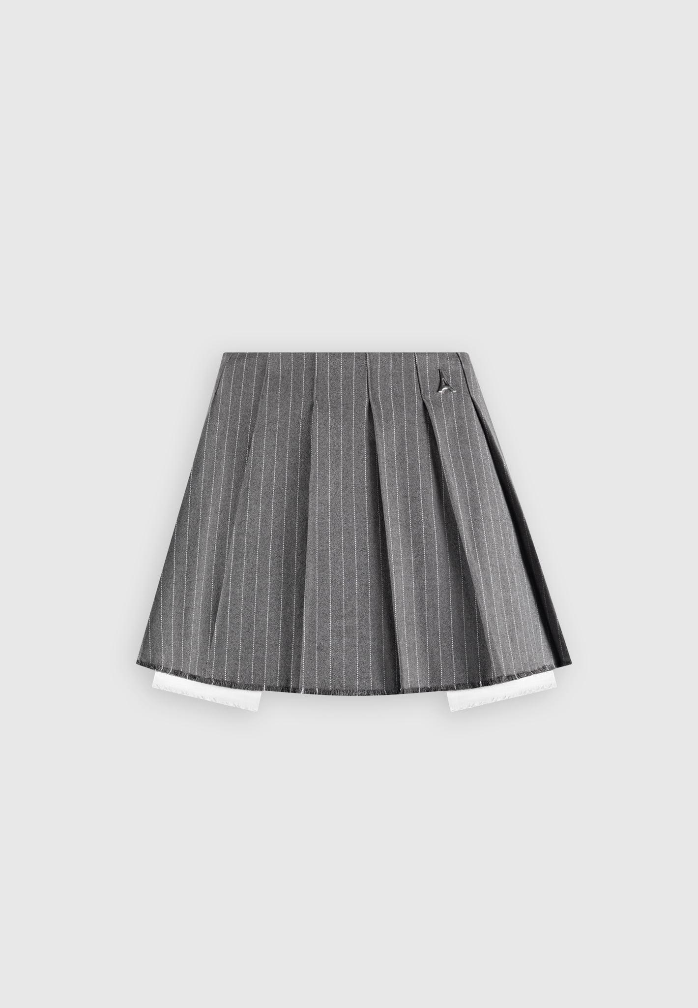 Pinstripe Pleated Skort - Grey Pinstripe Female Product Image