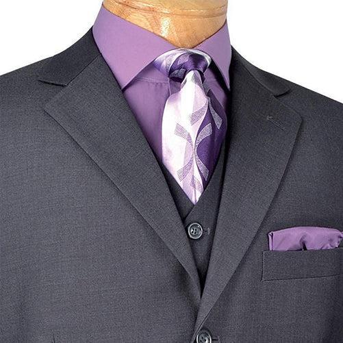 Avalon Collection - Regular Fit Men's Suit 3 Button 3 Piece Heather Gray Product Image